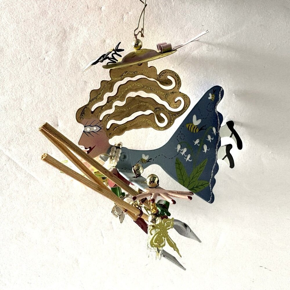 KAREN ROSSI Vintage Ornament Gardening Silvestri Fanciful Flights Metal 2001